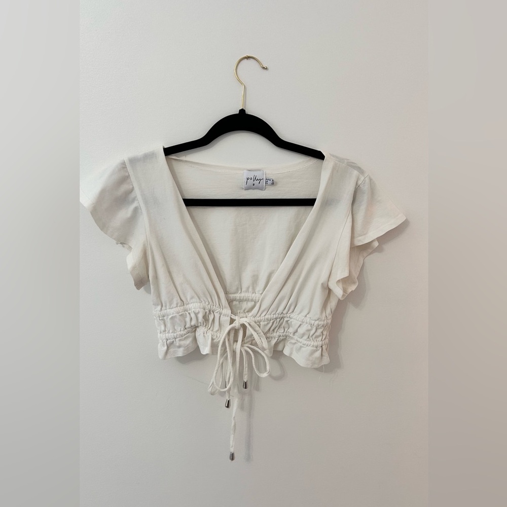 Princess Polly White Tie-Front Crop Top